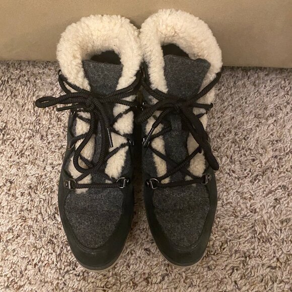 Sorel Women Black Suede Waterproof Fleece Lined Lace Up Winter Boots Size 7 - Picture 2 of 8